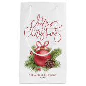 Roter Ball Ornament Wasserfarbe Frohe Weihnachten Kleine Geschenktüte (Vorderseite)