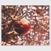 Roter Ball, weiße Lichter, Schnee Geschenkpapier (Flach)