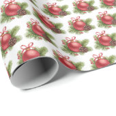 Roter Ball Ziermuster Weihnachten Geschenkpapier (Rolleneckpunkt)