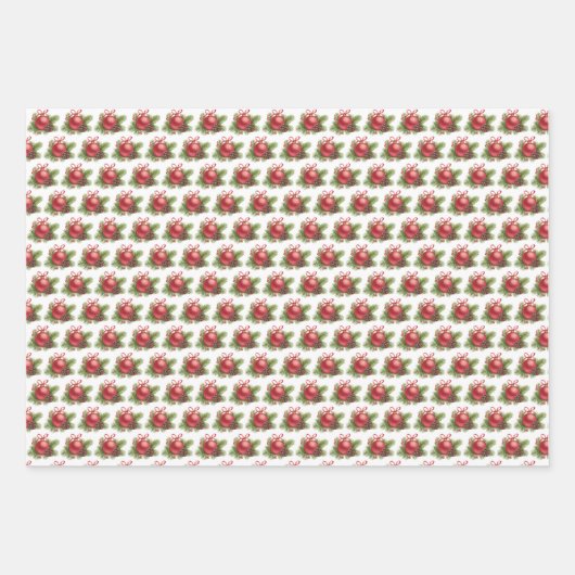 Roter Ball Ziermuster Weihnachten Geschenkpapier Set (Vorderseite 3)