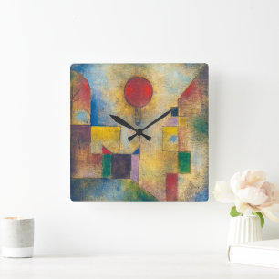 Roter Ballon Paul Klee Quadratische Wanduhr