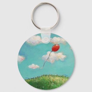 Roter Ballon - schöne Kunst des blauen Himmels Schlüsselanhänger