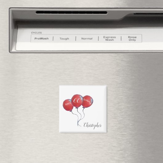 Roter Ballonmagnet zum 60. Geburtstag Magnet (In Situ (Geschirrspüler))