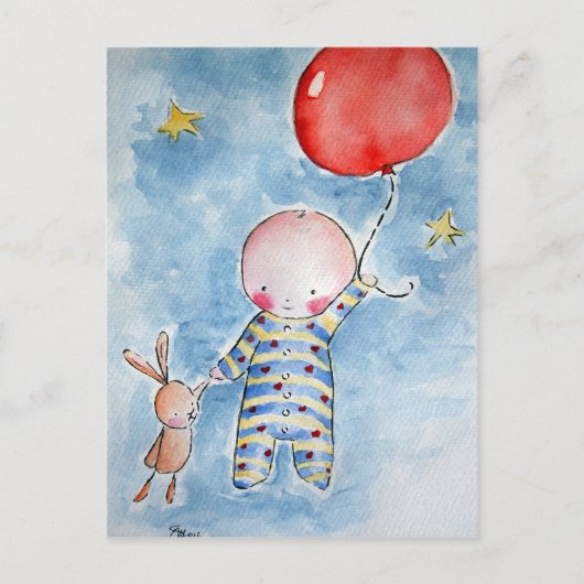 Roter Baloon Postcard Postkarte (Vorderseite)