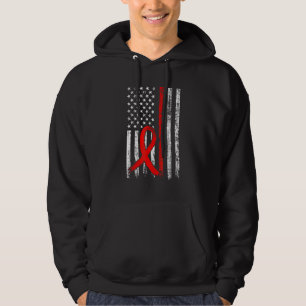 Roter Band-Bewusstseins-Aktion zerrissene US-Flagg Hoodie