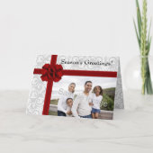 Roter Band-Bogen Feiertagskarte (Vorderseite)