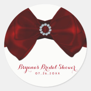 Roter Band & Diamanten Bling Elegant Chic Favor Runder Aufkleber