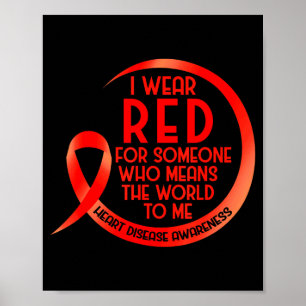 Roter Band für Herzkrankheiten Awareness Ich trage Poster
