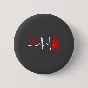 Roter Band Herzschlag-Design für Herzkrankheit-Bew Button