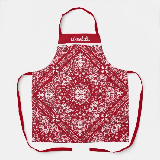 Roter Bandana-Barbeque personalisieren Schürze (Vorderseite)