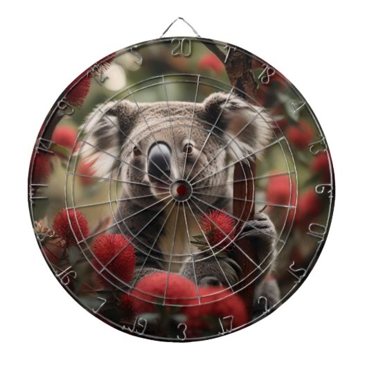 Roter Banksienbaum mit Koala-Bär, Dartscheibe (vorne)