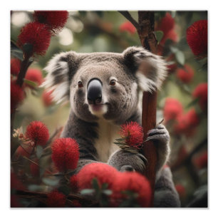 Roter Banksienbaum mit Koala-Bär, Fotodruck
