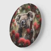 Roter Banksienbaum mit Koala-Bär, Große Wanduhr (Winkel)