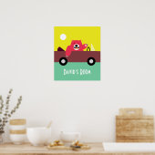 Roter Bär in Cabriolet Poster (Küche)