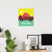 Roter Bär in Cabriolet Poster (Heimbüro)