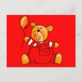 Roter Bärenballon des Kindes Postkarte (Vorderseite)