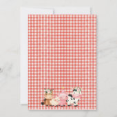 Roter Barn Oink Baa Moo Landtiere Geburtstag Einladung (Rückseite)