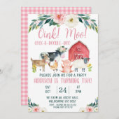 Roter Barn Oink Moo Farm Geburtstag Einladung (Vorne/Hinten)