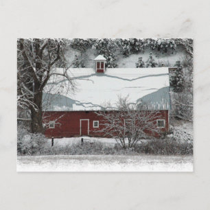 Roter Barn Weihnachten Postkarte