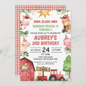 Roter Barntracker Tiere Einladung zum Geburtstag (Vorne/Hinten)