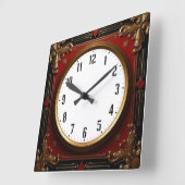 Roter Barock Quadratische Wanduhr (Winkel)