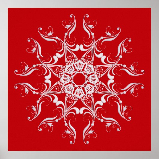 Roter Barockstil Schneeflocke Poster (Vorne)