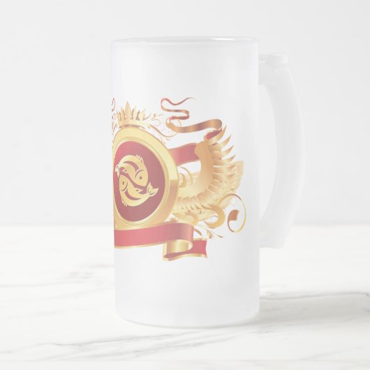 Roter Baron "Tierkreis Fische" 16-Unze-mattierte Mattglas Bierglas (VorderseiteRechts)