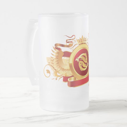 Roter Baron "Tierkreis Fische" 16-Unze-mattierte Mattglas Bierglas (Vorderseite Links)