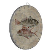Roter Barsch Fischermann Kunst Dartscheibe (Vorderseite Links)