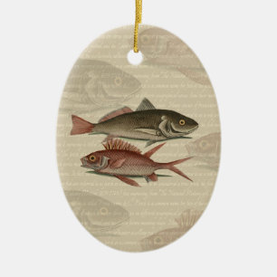 Roter Barsch Fischermann Kunst Keramikornament