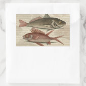 Roter Barsch Fischermann Kunst Rechteckiger Aufkleber (Tasche)