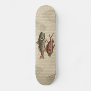 Roter Barsch Fischermann Kunst Skateboard