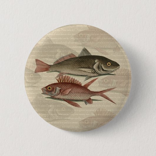 Roter Barschfischer Kunst Button (Vorderseite)