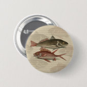 Roter Barschfischer Kunst Button (Vorne & Hinten)