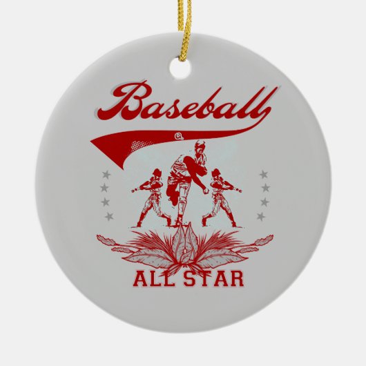 Roter Baseball alle Stern-T - Shirts und Geschenke Keramik Ornament (Vorne)