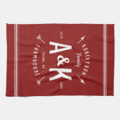 Roter Bauernhof Arrow Monogram | Editierbare Farbe Geschirrtuch (Horizontal)