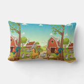 Roter Bauernhof Stall und Landtiere Lendenkissen (Rückseite)