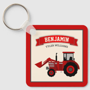 Roter Bauernhof-Traktor Kindername Schlüsselanhänger