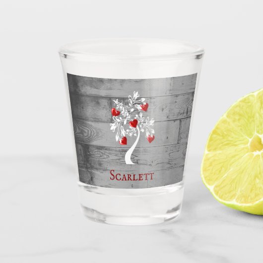 Roter Baum aus Personalisiertem Schuss des Herzens Schnapsglas (Vorderseite)
