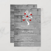 Roter Baum des Herzens Brautparty Einladung (Vorne/Hinten)