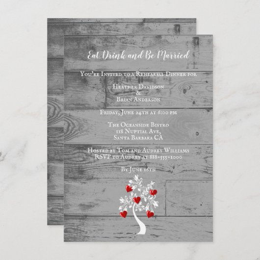 Roter Baum des Herzens Einladung zum Hochzeitsesse (Vorne/Hinten)