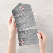 Roter Baum des Herzens in einer Hochzeitsreise All In One Einladung (Abreißen)