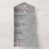 Roter Baum des Herzens in einer Hochzeitsreise All In One Einladung (Innen Boden)