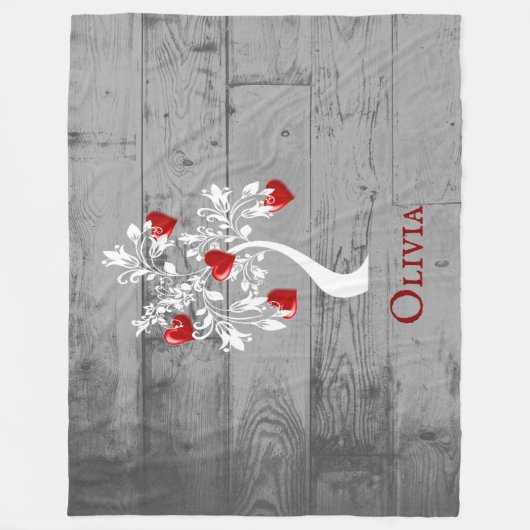 Roter Baum des Herzens Personalisiert Fleece Blank (Vorderseite)