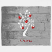 Roter Baum des Herzens Personalisiert Fleece Blank (Vorderseite (Horizontal))