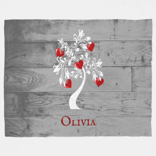 Roter Baum des Herzens Personalisiert Fleece Blank (Vorderseite (Horizontal))