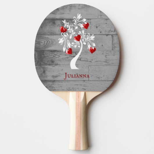 Roter Baum des Herzens Personalisiert Ping Pong Pa Tischtennis Schläger (Vorderseite)