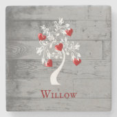 Roter Baum des Herzens Personalisiert Stone Unters Steinuntersetzer (Vorderseite)