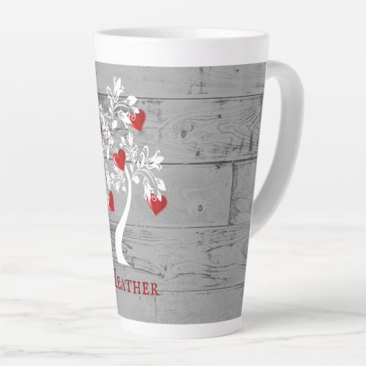 Roter Baum des Herzens Personalisierte Latte-Tasse Milchtasse (Rechte Ecke)