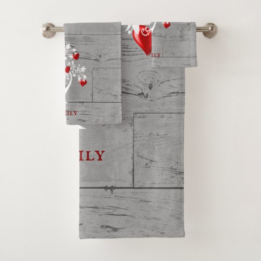 Roter Baum des Herzens Personalisiertes Badetuch S Badhandtuch Set (Insitu)